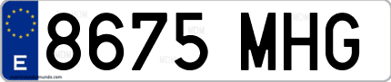Ejemplo de matrícula de coche ordinaria 8675 MHG