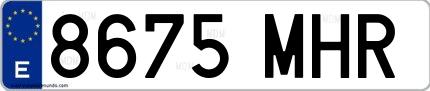 Ejemplo de matrícula española 8675 MHR