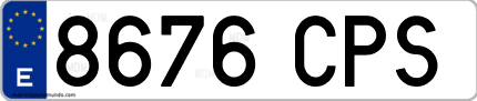 Ejemplo de matrícula de coche ordinaria 8676 CPS