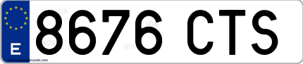 Ejemplo de matrícula de coche ordinaria 8676 CTS