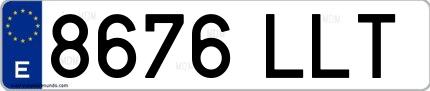 Ejemplo de matrícula española 8676 LLT