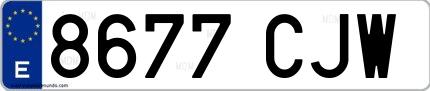 Ejemplo de matrícula española 8677 CJW