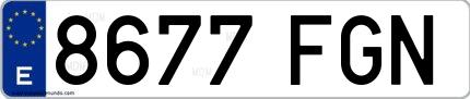 Ejemplo de matrícula española 8677 FGN