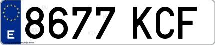 Ejemplo de matrícula española 8677 KCF