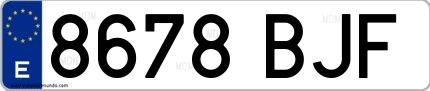 Ejemplo de matrícula española 8678 BJF