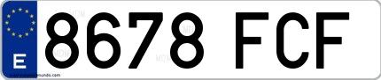 Ejemplo de matrícula española 8678 FCF