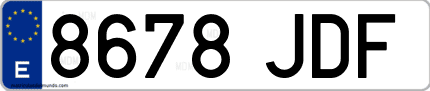 Ejemplo de matrícula de coche ordinaria 8678 JDF