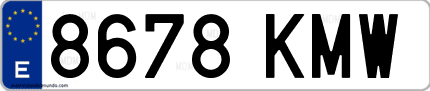 Ejemplo de matrícula de coche ordinaria 8678 KMW
