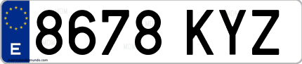 Ejemplo de matrícula de coche ordinaria 8678 KYZ