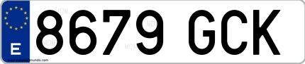 Ejemplo de matrícula española 8679 GCK