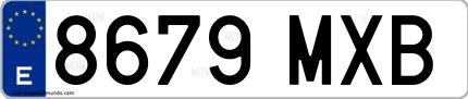 Ejemplo de matrícula española 8679 MXB