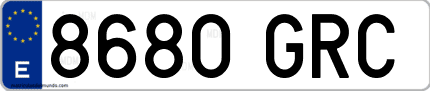 Ejemplo de matrícula de coche ordinaria 8680 GRC