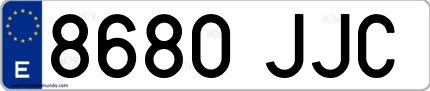 Ejemplo de matrícula de coche ordinaria 8680 JJC