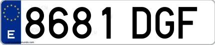 Ejemplo de matrícula española 8681 DGF