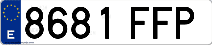 Ejemplo de matrícula de coche ordinaria 8681 FFP