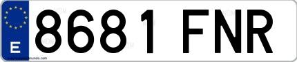Ejemplo de matrícula española 8681 FNR