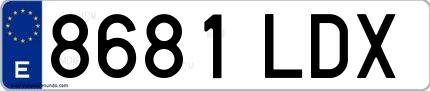 Ejemplo de matrícula española 8681 LDX