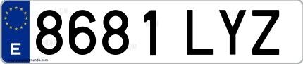 Ejemplo de matrícula española 8681 LYZ