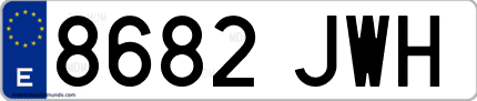 Ejemplo de matrícula de coche ordinaria 8682 JWH