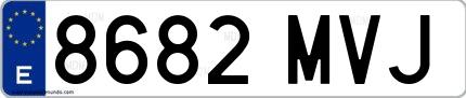 Ejemplo de matrícula española 8682 MVJ