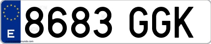 Ejemplo de matrícula de coche ordinaria 8683 GGK