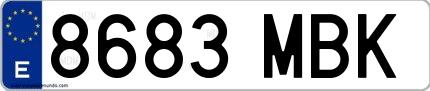 Ejemplo de matrícula española 8683 MBK