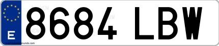 Ejemplo de matrícula española 8684 LBW