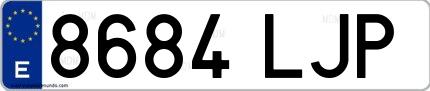 Ejemplo de matrícula española 8684 LJP