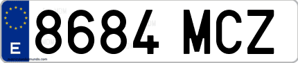 Ejemplo de matrícula de coche ordinaria 8684 MCZ