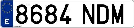 Ejemplo de matrícula española 8684 NDM