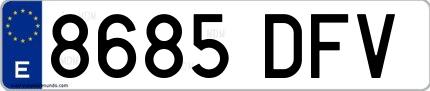 Ejemplo de matrícula española 8685 DFV