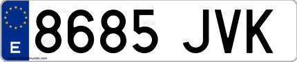 Ejemplo de matrícula de coche ordinaria 8685 JVK