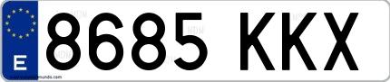 Ejemplo de matrícula española 8685 KKX