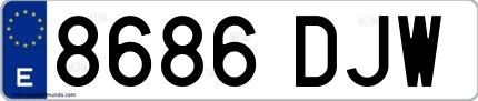Ejemplo de matrícula española 8686 DJW