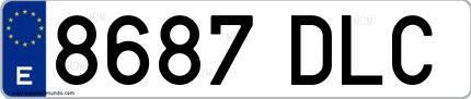 Ejemplo de matrícula española 8687 DLC