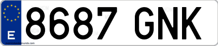 Ejemplo de matrícula de coche ordinaria 8687 GNK