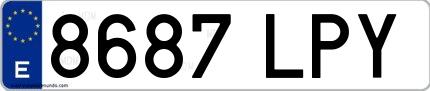 Ejemplo de matrícula española 8687 LPY