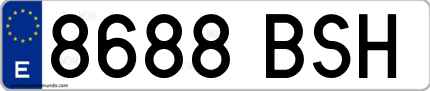 Ejemplo de matrícula de coche ordinaria 8688 BSH