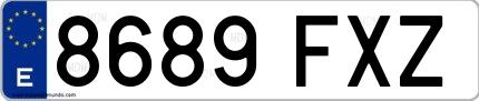 Ejemplo de matrícula española 8689 FXZ