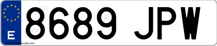 Ejemplo de matrícula de coche ordinaria 8689 JPW