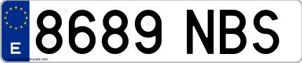 Ejemplo de matrícula española 8689 NBS