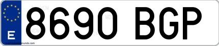 Ejemplo de matrícula española 8690 BGP