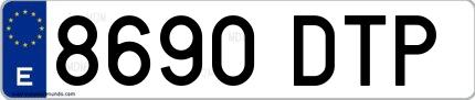 Ejemplo de matrícula española 8690 DTP