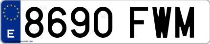 Ejemplo de matrícula española 8690 FWM