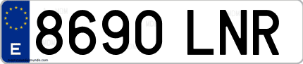 Ejemplo de matrícula de coche ordinaria 8690 LNR