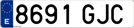 Ejemplo de matrícula de coche ordinaria 8691 GJC