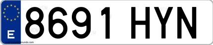 Ejemplo de matrícula española 8691 HYN