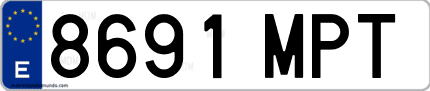 Ejemplo de matrícula de coche ordinaria 8691 MPT
