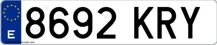 Ejemplo de matrícula española 8692 KRY