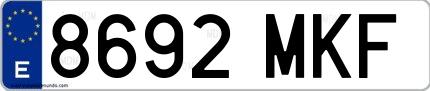 Ejemplo de matrícula española 8692 MKF